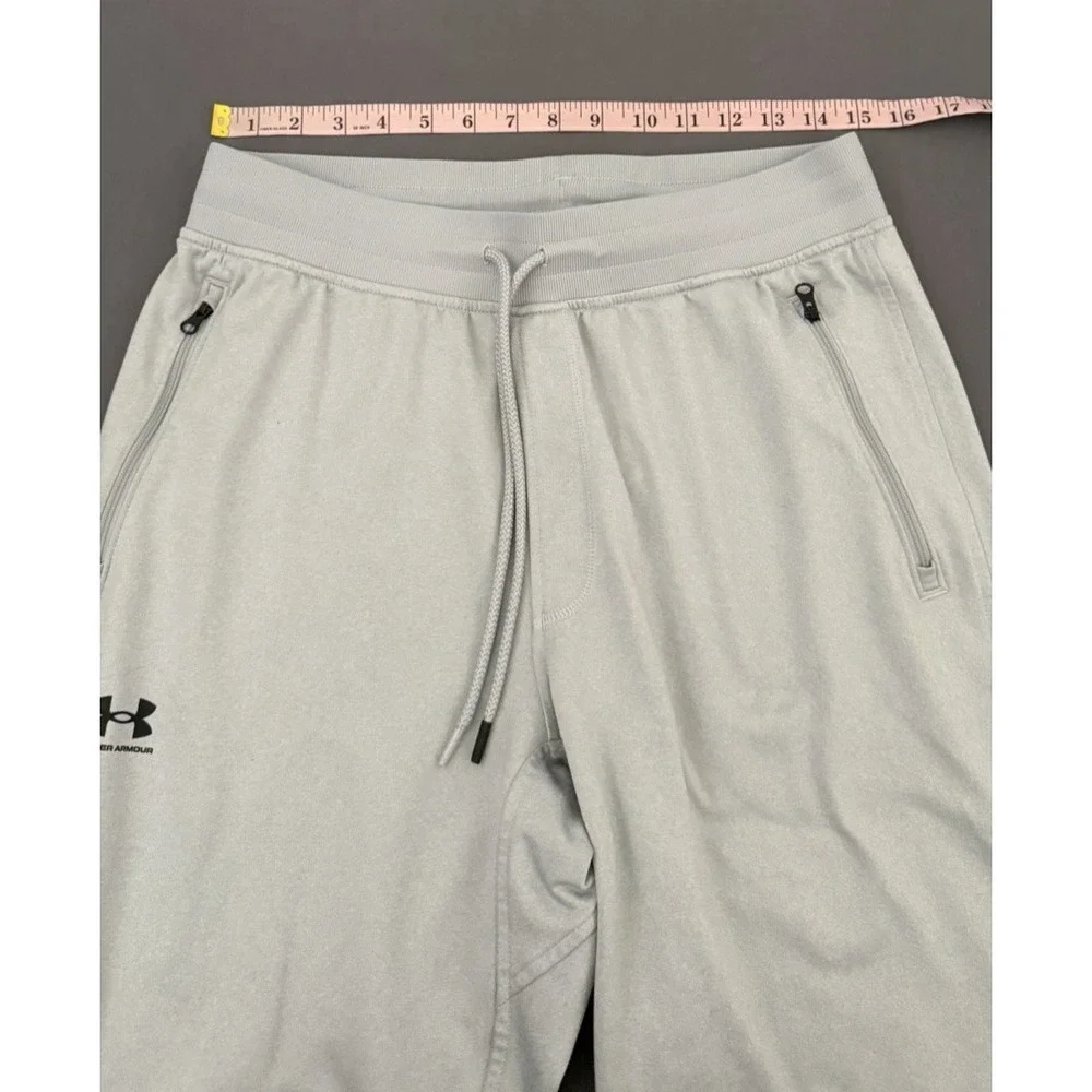 Under Armour Sweatpants Mens Large Gray Knit Jogger Zip Pockets Athletic 1366207